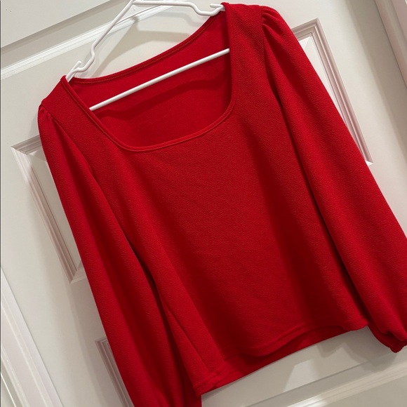 ✨Ruby Red 💋 Puffed Sleeve Blouse✨ - Picture 2 of 3